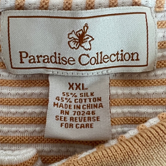 Paradise Collection Shirt Size XXL Mens Short Sleeve Polo Silk Blend Striped - Picture 6 of 6